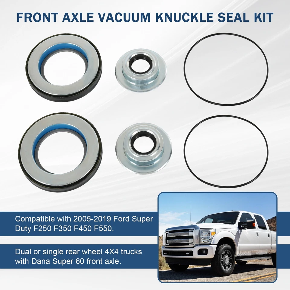 Kit de sello de vacío de nudillo de eje delantero para 05-19 Ford F250/350/450/550 Super Duty Foto 3 de 4