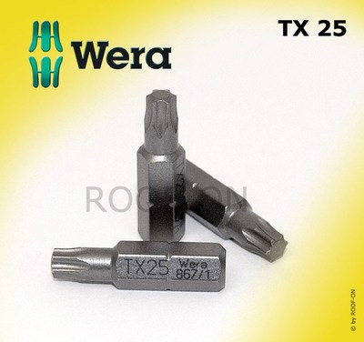 1x WERA TX25, Torx Bit, 867/1 Z Bits 1/4''-Sechskant I-Stern T-Drive TX 25, T25