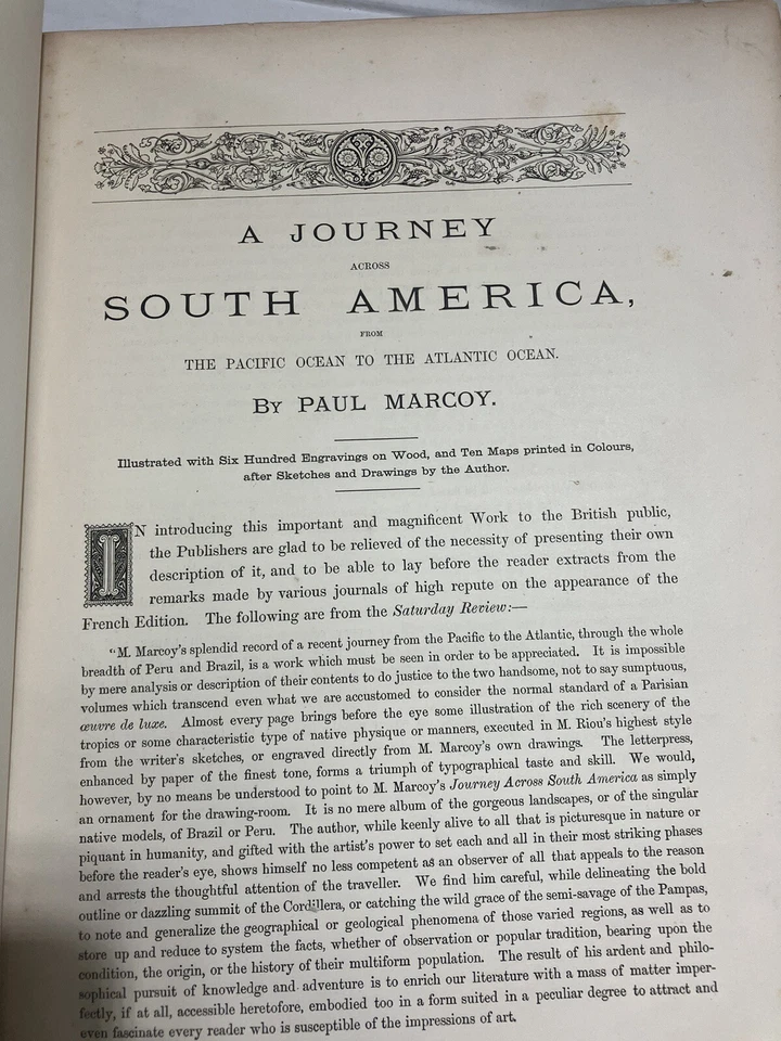 A Journey Across South America Vol I Paul Marcoy 1871 VGC Ex-lib 1st Ed W/plates - Image 4 of 4