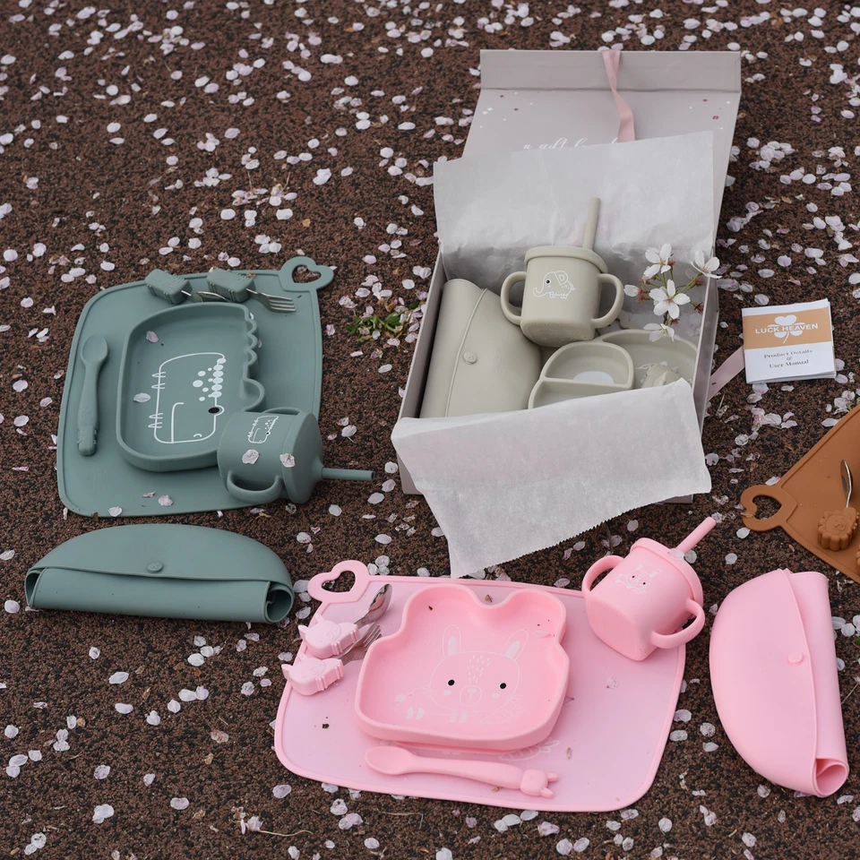 LUCK HEAVEN Juego de Alimentación de Silicona para Babero de Bebé Led Suministros de Destete con Cuenco Cucharas Foto 2 de 4