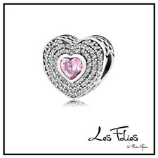 Charm Cuore Rosa Strass in argento 925 - Les Folies
