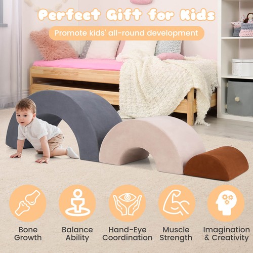 3 PCS Toddlers Climbing Toys w/Elastic Filling Baby Foam Blocks Crawling Tunnel - Picture 8 of 10