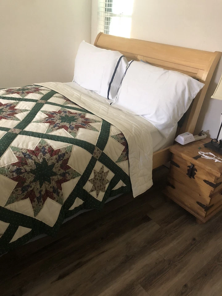 "Colcha Patchwork Stars vintage tamaño completo hecha a mano multicolor 100 % algodón 83x83""" Foto 4 de 4