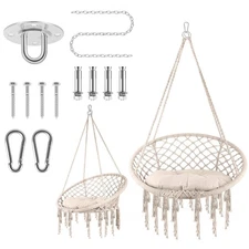 Hammock Chair Stand,Max 330lbs Bedroom Swing Chair,Hanging Swing Chair w/Cushion