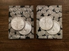 Set of 2 H.E. Harris & Co. Liberty Walking Half Dollars Coin Folders 1916-1947