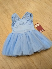 Mirella Blue Lace V-Neck Tank Sleeve Tutu Leotard Dress Dance Girls 6x-7