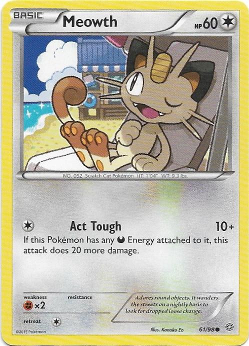 Meowth 61/98 Common Ancient Origins Pokemon Near Mint