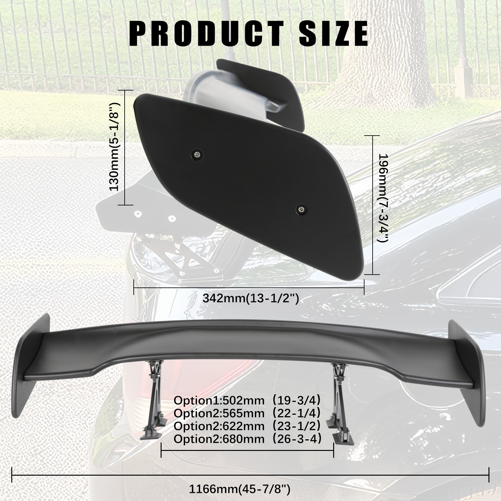 For Lamborghini Aventador Urus 46" Rear Trunk Wing Racing Spoiler GT Style Black