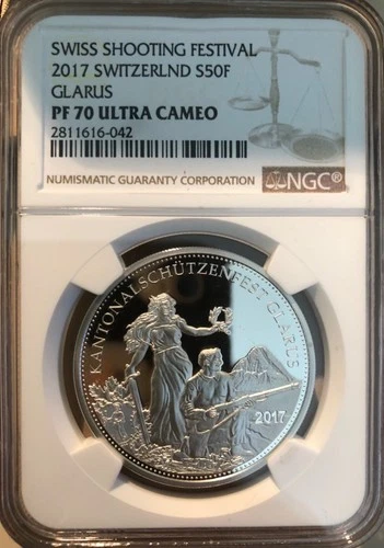 Switzerland 2017 Swiss Shooting Festival at Glarus Hab-99a, NGC PF70 Ultra Cameo