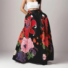 Summer Ladies Bohemian Maxi Skirt Floral Prin...