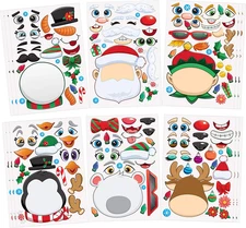 24 Pcs Christmas Make-A-Face Stickers, Make Your Own Characters Mix and Match St