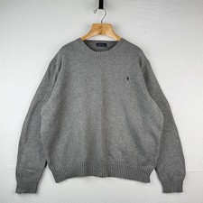 Polo Ralph Lauren Cotton Gray Knit Crewneck Sweater Men  s XLarge XL Blue Pony