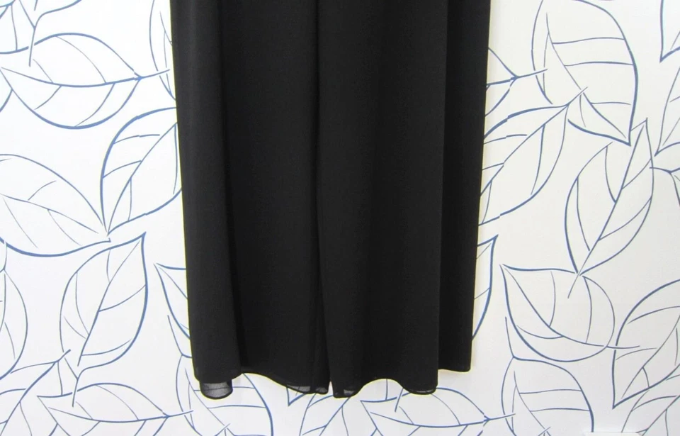 JS Collections Wide Leg Side Slit Semi Sheer Pants Black Size 14 Petite New! - Image 3 of 4