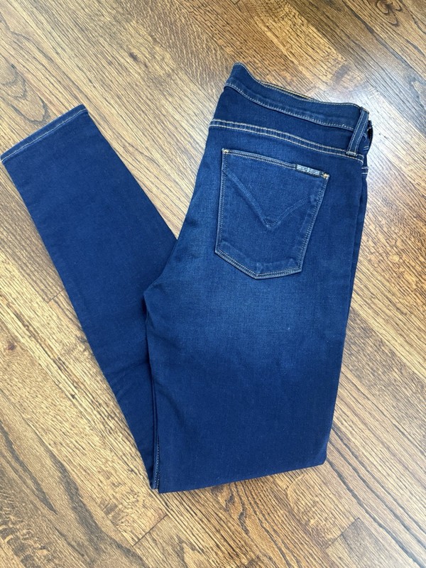 Hudson Women Blue Dark Wash Denim Skinny Slim Fit Stretch 5-Pocket Mid Rise 30