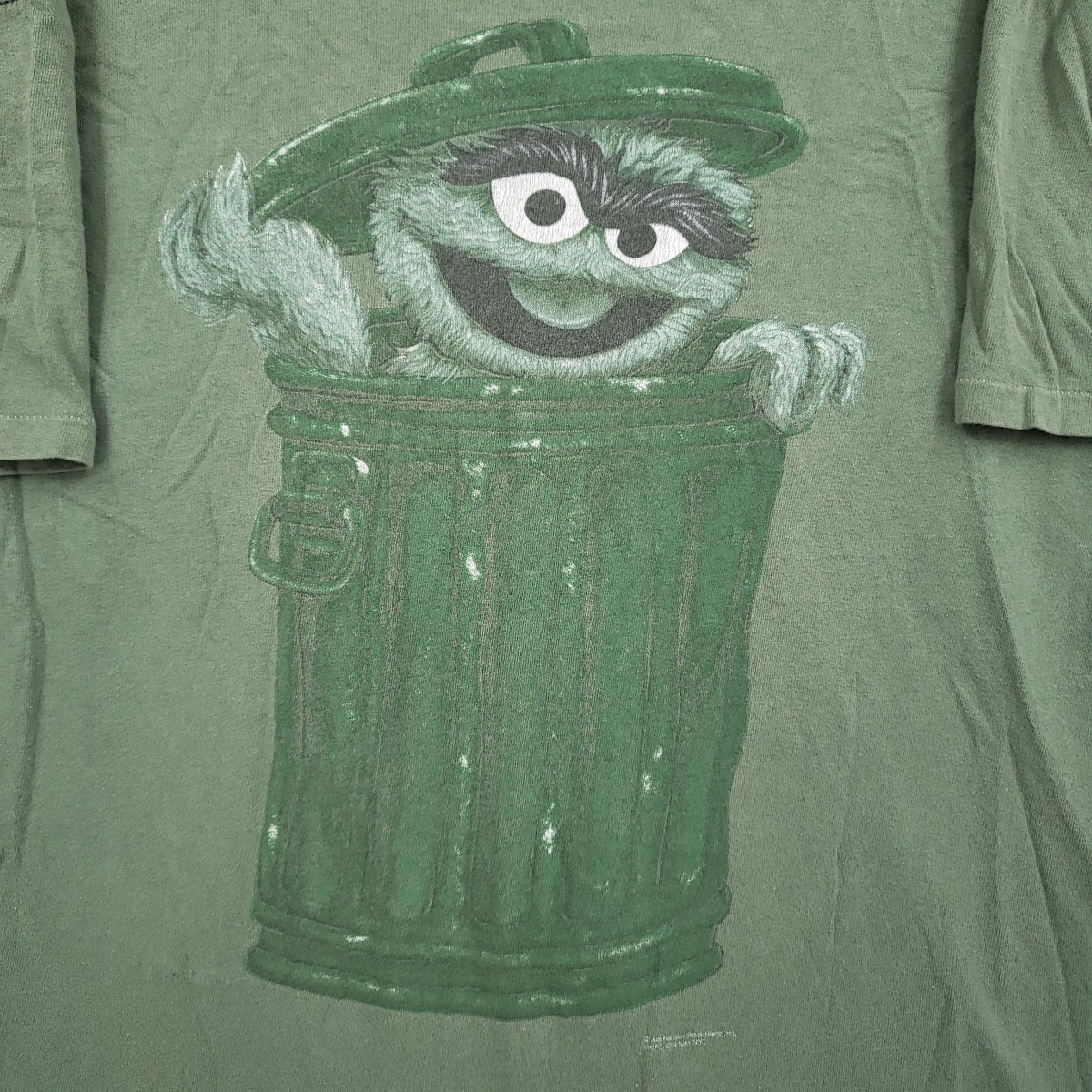 VINTAGE 90s Oscar The Grouch T Shirt Mens Large Green Sesame 