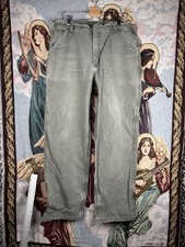 Carhartt B11 MOS Dungaree Moss Green Duck Canvas Work Pants Mens 38x32 Distress