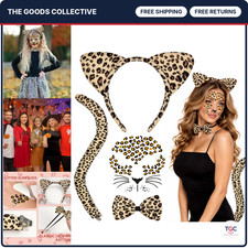 Cheetah Leopard Costume for Women with Ears Headband Set - Wild Animal Outfit
