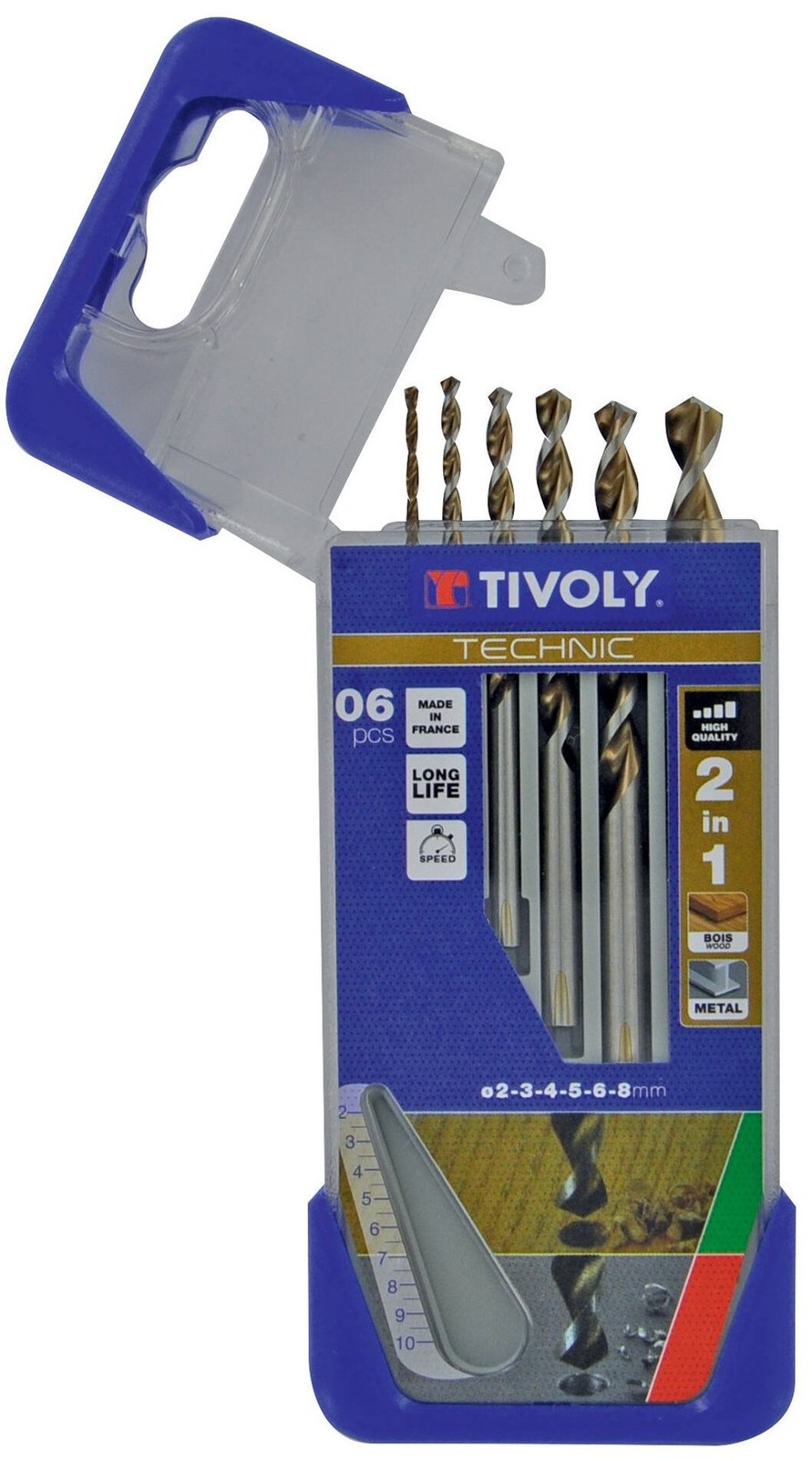 Forets métal bois Tivoly en étui de 6 unités pour stopper les mèches cassées et usées