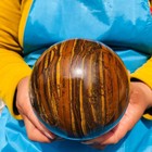 Rare 4.66LB Natural Tiger's Eye Sphere Tumbled Tiger's Eye Ball Healing 4174 — photo 4