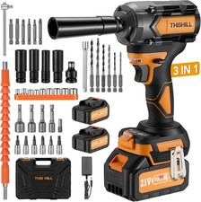600NM 1/2 Impact Wrench 21V Brushless 2x4.0Ah Battery Charger Storage Box