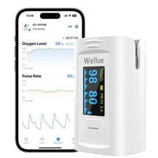 Bluetooth Pulse Oximeter Fingertip, Blood Oxygen Saturation Monitor with Buil...