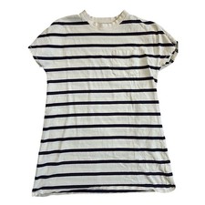 Madewell Womens Tomboy Pocket Tee Striped T-Shirt Dress Cream Navy Blue Red Lrg