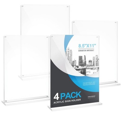 8.5x11 Acrylic Sign Holder Table Top with Magnetic Corners, 4-Pack, Rounded C...