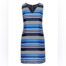 NEW Banana Republic Stripe Shift Dress Size 6 Blue Women’s V Neck Sleeveless