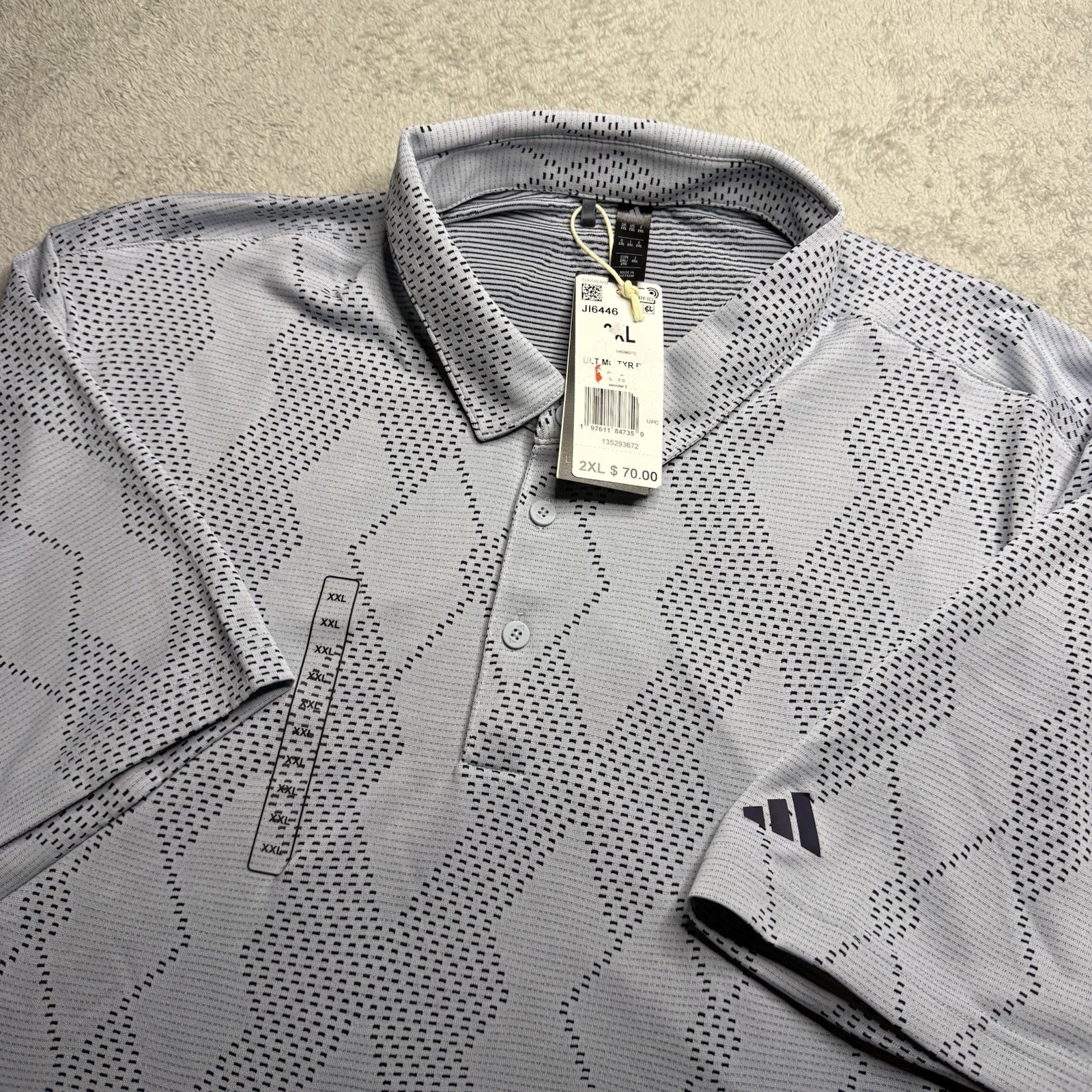 NWT Adidas Ultimate 365 Polo Shirt Men XXL Golf Performance Micro Texture Blue