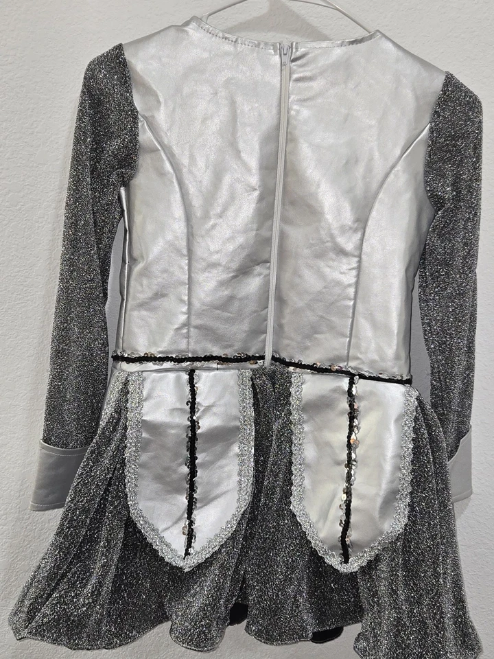 Disfraz de caballero guerrero negro/plateado metálico para niñas talla mediana - Foto 2 de 4