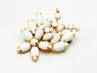 Vintage Milk Glass White Gold Brooch Lapel Pin Flower Floral Costume Jewelry