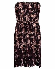 Lulus Jana Strapless Midi Dress Womens M Burgundy Blush Cocktail Wedding NWT