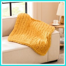 Chunky Knit Blanket Throw - Soft Chunky Throw Blanket 30x40: 100 Hand Kintte...
