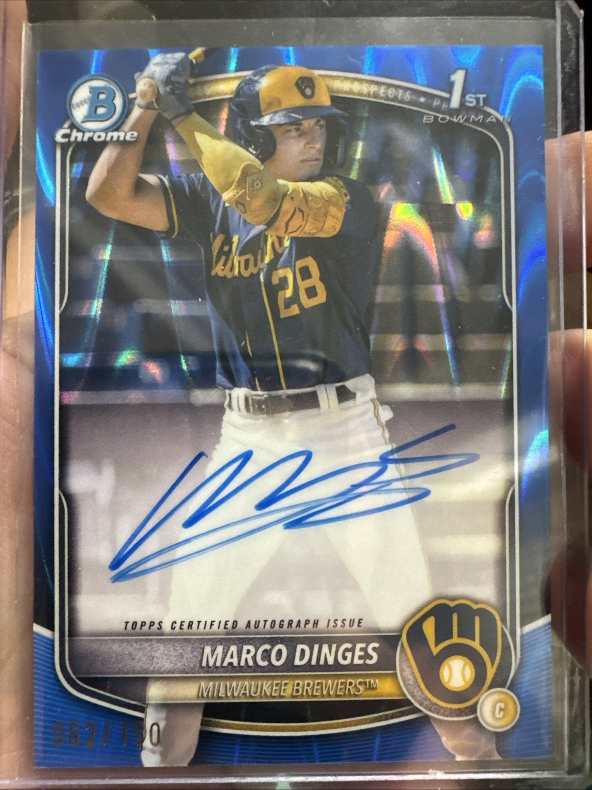 2025 Bowman Chrome Marco Dinges #CPA-MD 1st Bowman Auto Blue Raywave /150