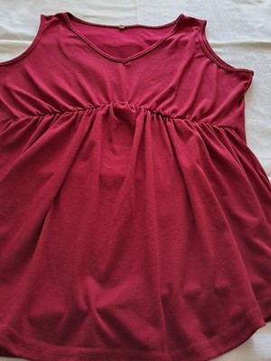 Mode aus China- Umstands-Blusen-Shirt- Ärmellos- Beerenrot- Größe L