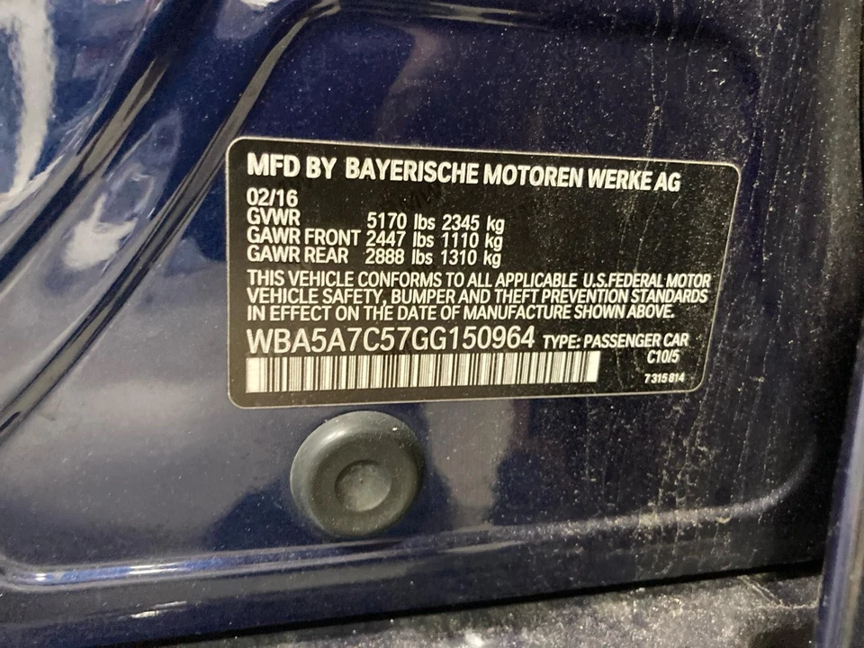 BMW 528i xDrive 2016 fabricante de equipos originales parasol lado del conductor izquierdo tela negra 2011-2015 Foto 3 de 3