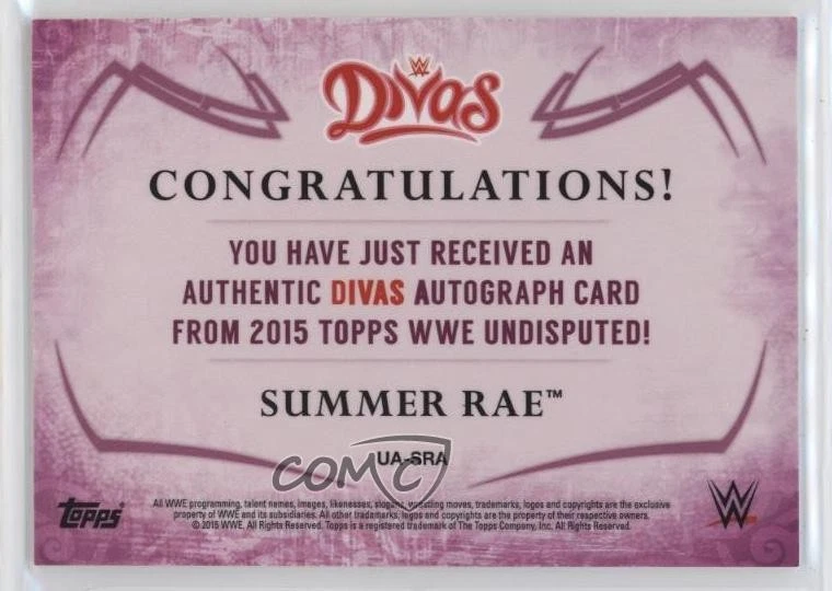 2015 Topps WWE Undisputed Auto Summer Rae #UA-SRA Auto - Image 2 of 2