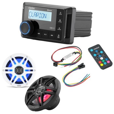 Clarion CMM-10 Marine Source Unit with CMS-651RGB-SWB 6.5-inch LED RGB Marine...
