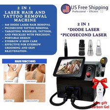 2IN1 808nm Diode Laser Hair Removal Pico NG YAG Laser Tattoo Machine Free Gel