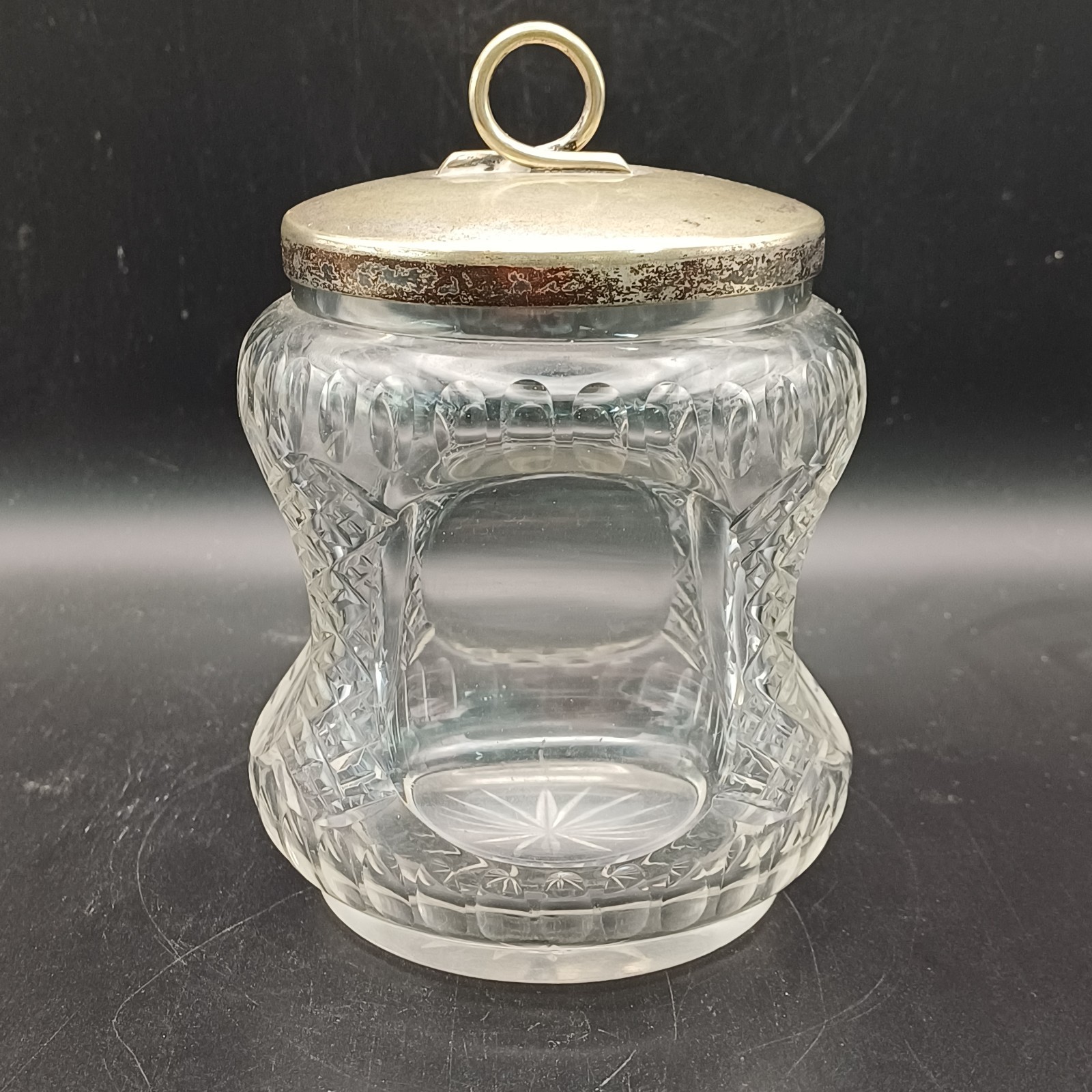H&H Hukin & Heath Silver Plate & Cut Glass Jam Pot