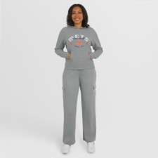 Women's WEAR by Erin Andrews Gray New York Mets Waffle-Knit Long-Sleeve Hoodie &