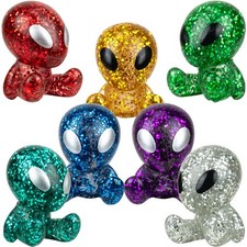 Sitting Glitter Alien Figures 1 inch (12pcs)
