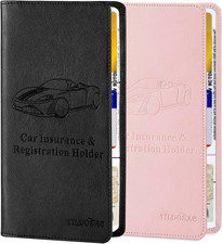 2Pack Leather Car Registration and Insurance Card Holder, Car Document Holder fo