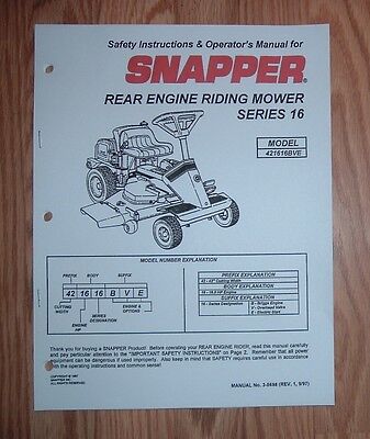 SNAPPER REAR ENG. MOWER SERIES 16 OWNERS OPERATORS MANUAL 3-5698 | eBay