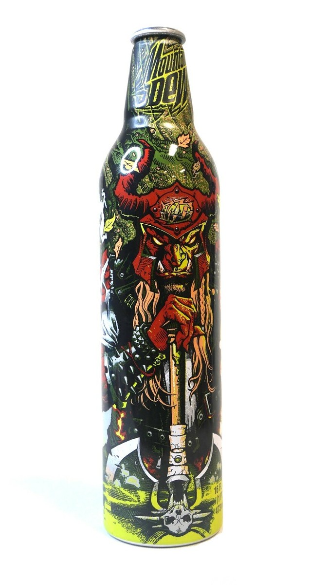 Mountain Dew Green Label Art Collectible Aluminum Empty Bottle 9.5