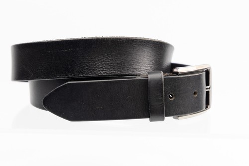 Cinturón Negro 100% Cuero Natural Talla 34"-36" M Hecho en Italia - Imagen 3 de 6