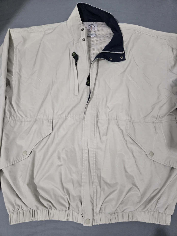 Chaqueta de golf Callaway para hombre XL beige 4 bolsillos cortavientos pequeños puntos ver foto Foto 4 de 4