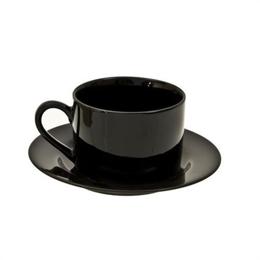 Ten Strawberry Street Black Rim 6 Oz Cup And Saucer Set Of 6