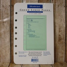 1994 Franklin Quest Planner Refill Classic x50 CL Lined Pages Green USA 04062