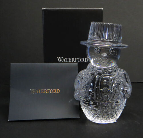 Rare Beautiful Waterford Crystal Snowman Sculpture Figurine MIB - Picture 1 of 11